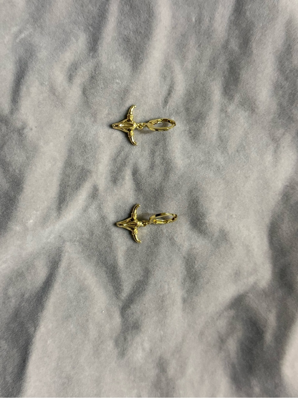 Gold Bull Head Hoop Charm Earrings